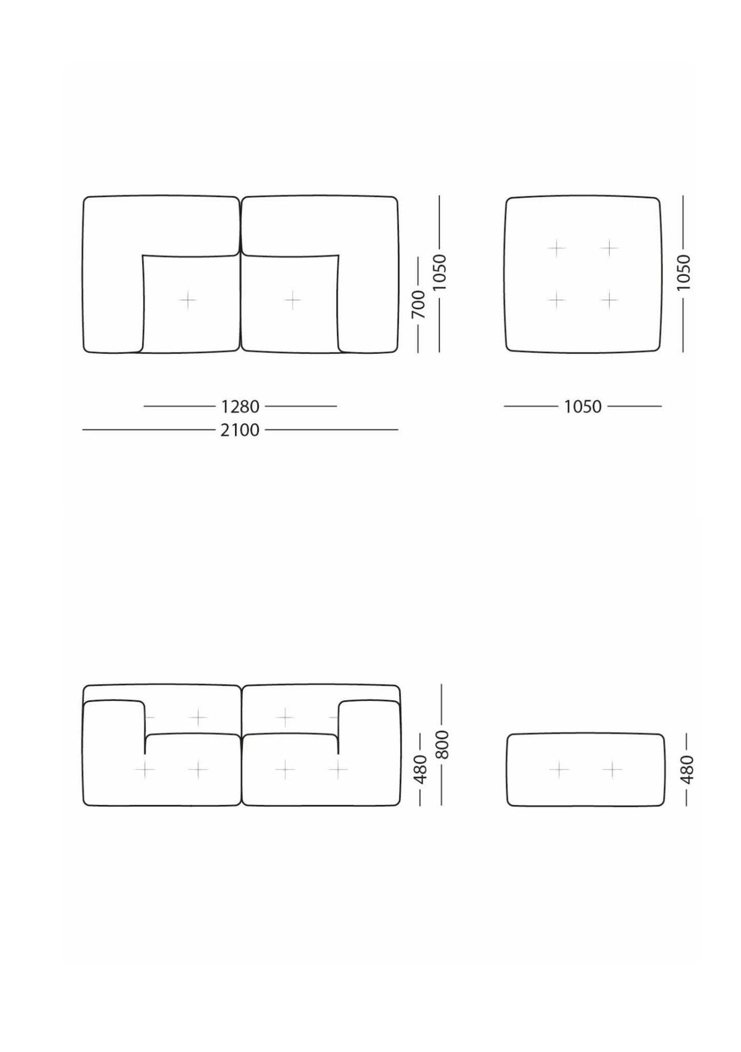 Zweisitzer modulares Sofa Not-A-Sofa