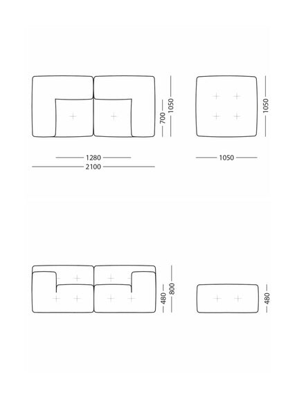 Zweisitzer modulares Sofa Not-A-Sofa