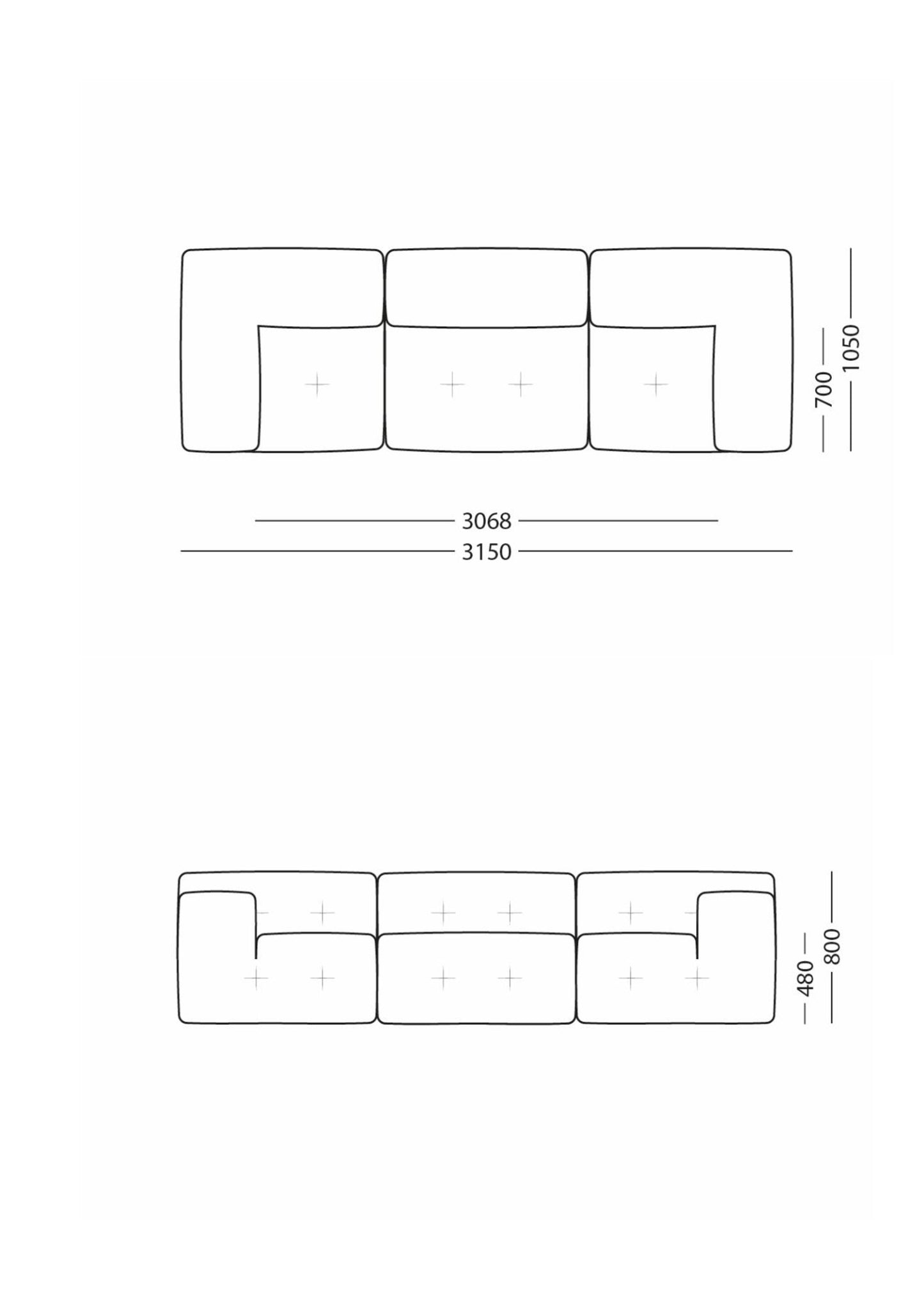 Dreisitzer Modulsofa Not-A-Sofa