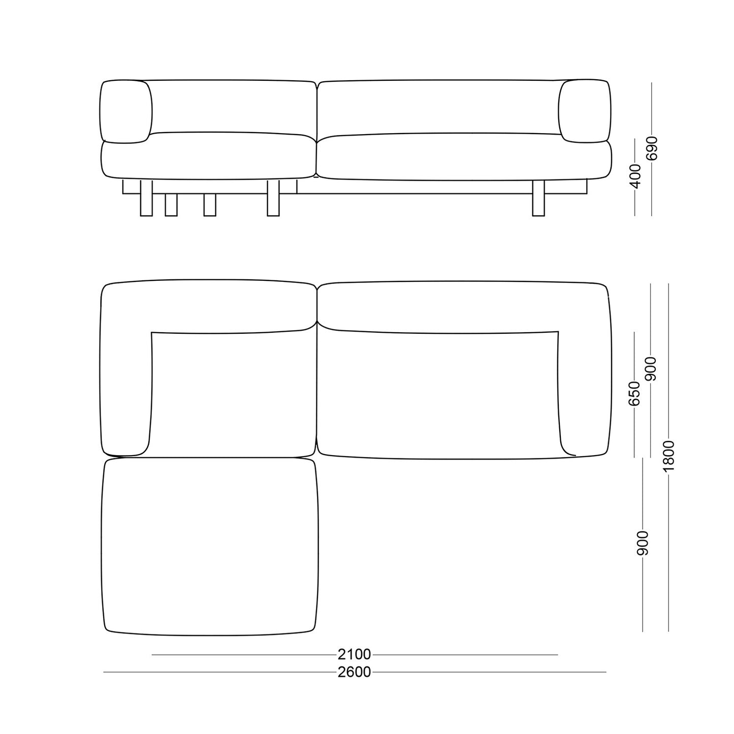 Canapé Alchemist avec chaise longue