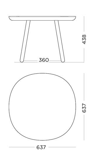 Naïve Side Table, square D64cm, in Ash