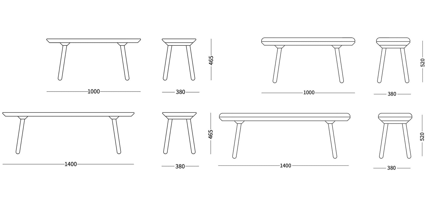 Naïve Bench in Ash Upholstered